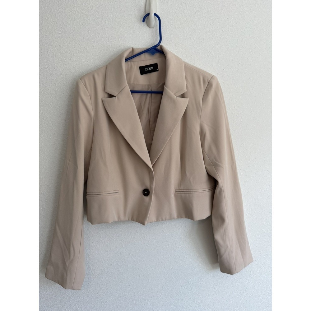 Cider Blazer Jacket Cropped Beige Women's Medium